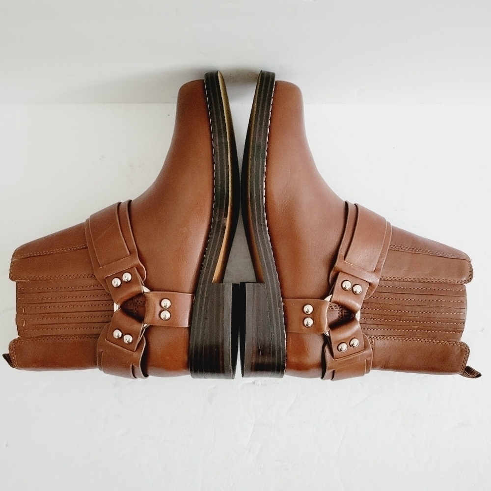 Marc Fisher LTD Mizzie Harness Brown Leather Pull On Ankle Bootie Size 5.5 - Picture 7 of 9